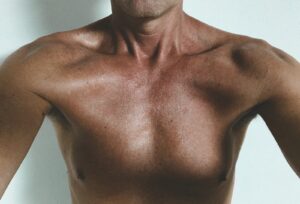a close-up of a man's chest